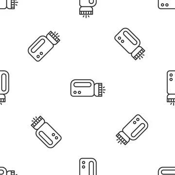 Grey line Flashlight for diver icon isolated seamless pattern on white 스톡 일러스트