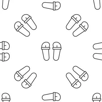 Grey line Flip flops icon isolated seamless pattern on white background. Beach Stock Illustration