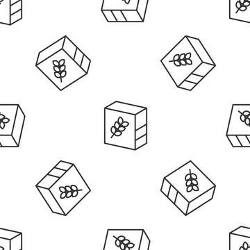 Grey line Flour pack icon isolated seamless pattern on white background. Vector Stockillustratie
