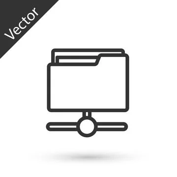 Grey line FTP folder icon isolated on white background. Software update Stock Illustration