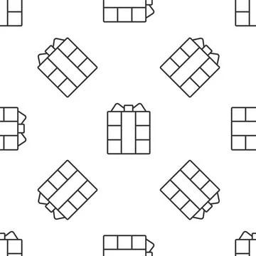 Grey line Gift box icon isolated seamless pattern on white background. Vector Stock Illustration