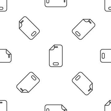 Grey line Glass screen protector for smartphone icon isolated seamless pattern Stock Illustration