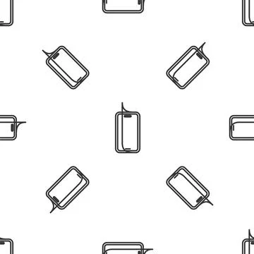 Grey line Glass screen protector for smartphone icon isolated seamless pattern Stock Illustration