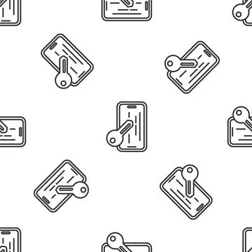 Grey line Glass screen protector for smartphone icon isolated seamless pattern Stock Illustration