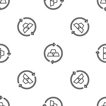 Grey line Gold bars icon isolated seamless pattern on white background. Banking Illustrazione stock