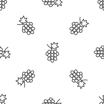 Grey line Grape fruit icon isolated seamless pattern on white background. Vector 스톡 일러스트