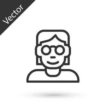 Grey line Hacker or coder icon isolated on white background. Programmer Illustrazione stock