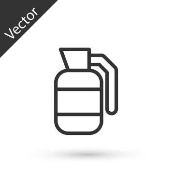 Grey line Hand grenade icon isolated on white background. Bomb explosion. Vector Illustrazione stock