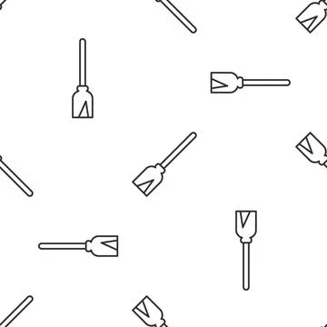 Grey line Handle broom icon isolated seamless pattern on white background Illustration