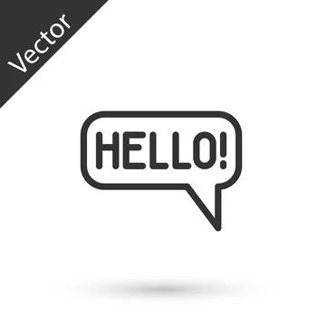 Grey line Hello in different languages icon isolated on white background. Speech Stock Illustration
