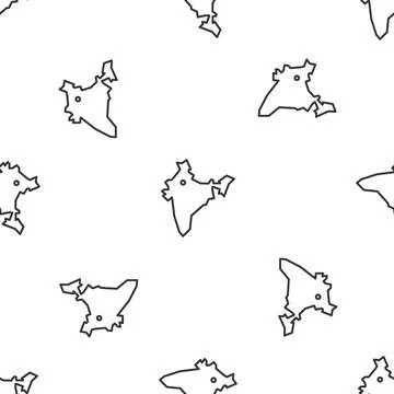 Grey line India map icon isolated seamless pattern on white background. Vector Stock Illustration