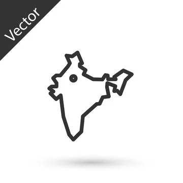 Grey line India map icon isolated on white background.  Vector Illustrazione stock