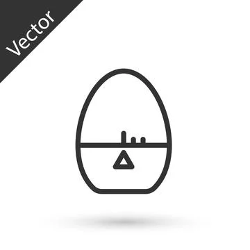 Grey line Kitchen timer icon isolated on white background. Egg timer. Cooki.. Illustrazione stock