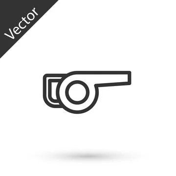 Grey line Leaf garden blower icon isolated on white background. Vector Stock Illustration