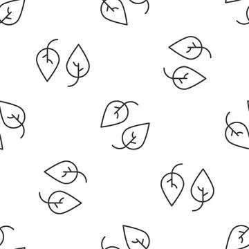 Grey line Leaf icon isolated seamless pattern on white background. Leaves sign Illustrazione stock