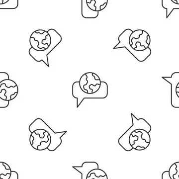 Grey line Learning foreign languages icon isolated seamless pattern on white Stock Illustration