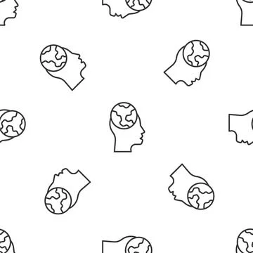Grey line Learning foreign languages icon isolated seamless pattern on white Stock Illustration