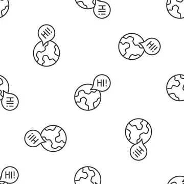 Grey line Learning foreign languages icon isolated seamless pattern on white Stock Illustration