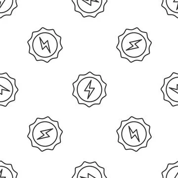 Grey line Lightning bolt icon isolated seamless pattern on white background 스톡 일러스트