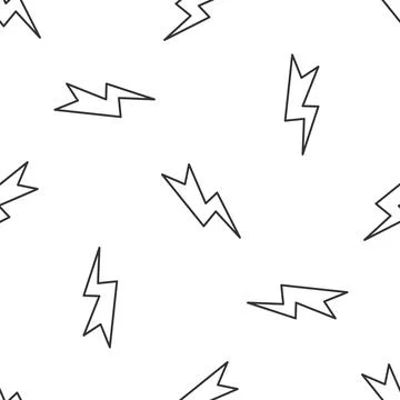 Grey line Lightning bolt icon isolated seamless pattern on white background Stock Illustration