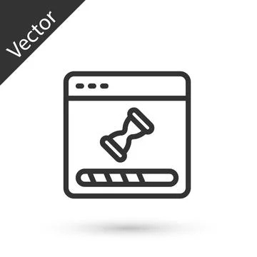 Grey line Loading a data window with a progress bar icon isolated on white Illustrazione stock