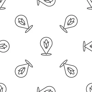 Grey line Location corn icon isolated seamless pattern on white background Stock Illustration