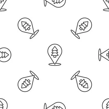 Grey line Location of the forest on a map icon isolated seamless pattern on イラスト素材