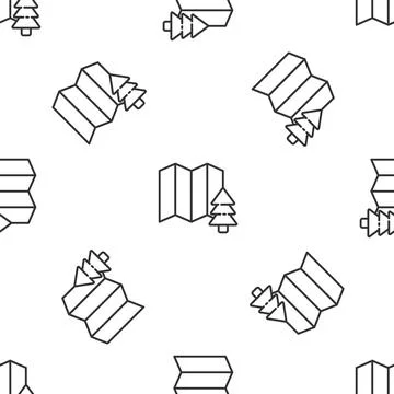 Grey line Location of the forest on a map icon isolated seamless pattern on Stock Illustration