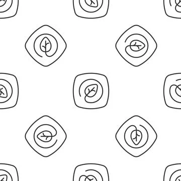 Grey line Location with leaf icon isolated seamless pattern on white backgr.. Stock Illustration
