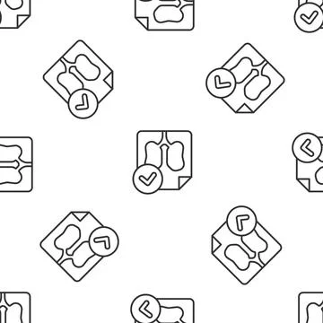 Grey line Lungs x-ray diagnostics icon isolated seamless pattern on white イラスト素材