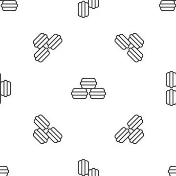 Grey line Macaron cookie icon isolated seamless pattern on white background 스톡 일러스트