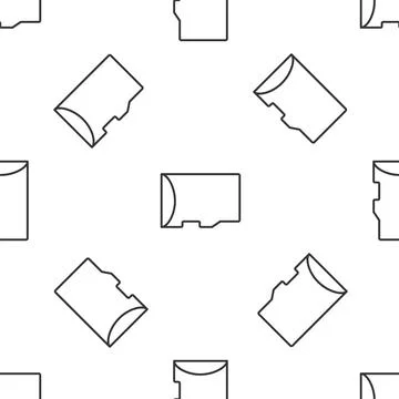 Grey line Micro SD memory card icon isolated seamless pattern on white 스톡 일러스트