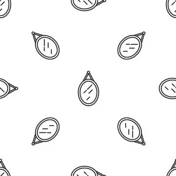 Grey line Mirror icon isolated seamless pattern on white background.  Vector Stock Illustration