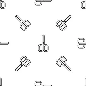 Grey line Nail scissors icon isolated seamless pattern on white background イラスト素材
