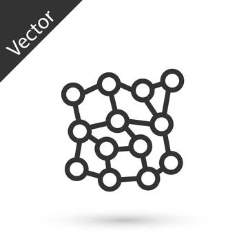 Grey line Neural network icon isolated on white background. Artificial Illustrazione stock