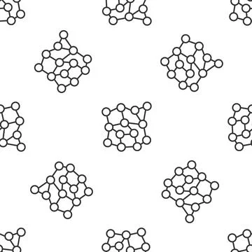 Grey line Neural network icon isolated seamless pattern on white background Illustrazione stock