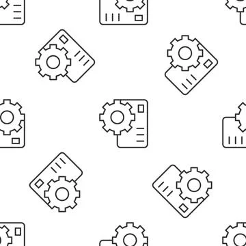 Grey line Neural network icon isolated seamless pattern on white background Stock Illustration