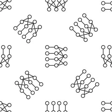 Grey line Neural network icon isolated seamless pattern on white background Stock Illustration