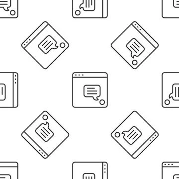 Grey line New chat messages notification icon isolated seamless pattern on white Illustrazione stock