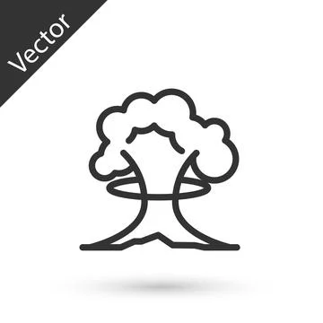 Grey line Nuclear explosion icon isolated on white background. Atomic bomb Ilustración de archivo
