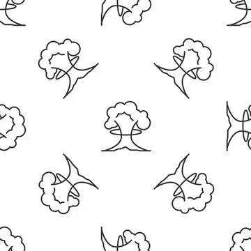 Grey line Nuclear explosion icon isolated seamless pattern on white background Illustrazione stock