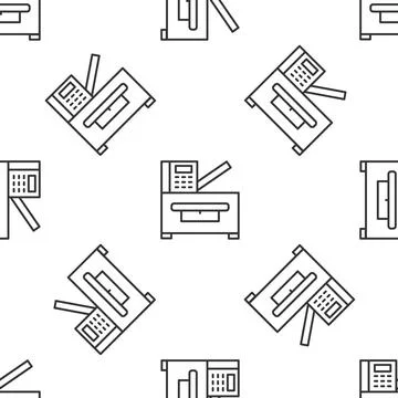 Grey line Office multifunction printer copy machine icon isolated seamless 스톡 일러스트