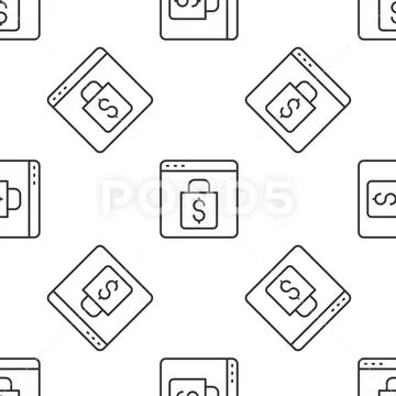 Seamless shopping icons pattern on white background Stock Vector