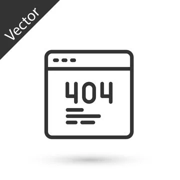 Grey line Page with a 404 error icon isolated on white background. Template イラスト素材