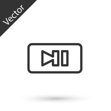 Grey line Pause button icon isolated on white background. Vector Stock Illustration
