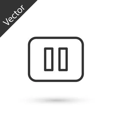Grey line Pause button icon isolated on white background. Vector Illustrazione stock