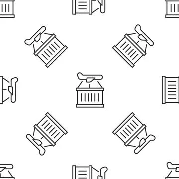 Grey line Plane icon isolated seamless pattern on white background. Deliver.. 스톡 일러스트