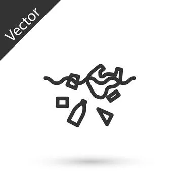 Grey line The problem of pollution of the ocean icon isolated on white Stock-Illustration