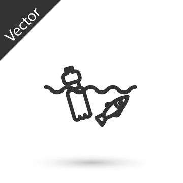 Grey line The problem of pollution of the ocean icon isolated on white backgr Stock-Illustration