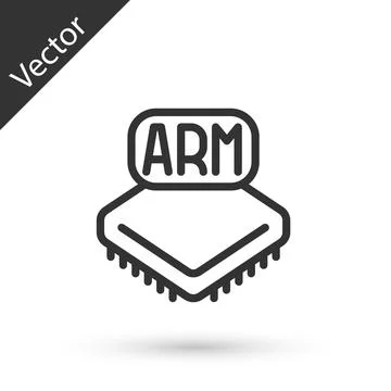 Grey line Processor icon isolated on white background. CPU, central processing Illustrazione stock